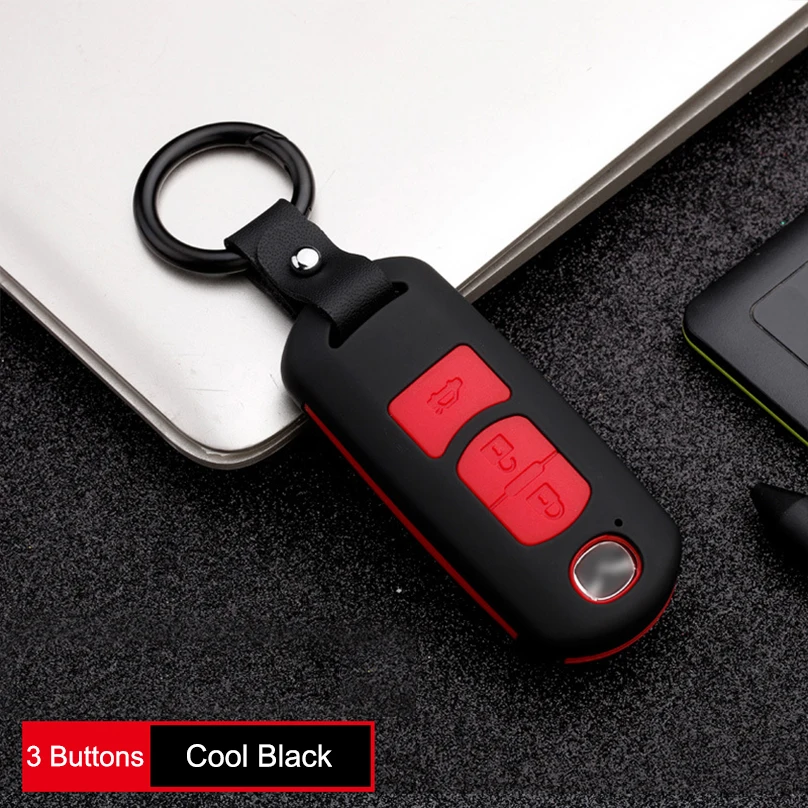 3Button Cool Black Автомобильный Стайлинг ABS углеродное волокно Автомобильный Дистанционный смарт-ключ чехол Брелок для Mazda 3 Mazda 6 CX5 CX4 CX-5 CX-7 CX-9 Atenza - Название цвета: 3Button Cool Black