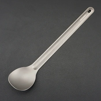 

Outdoor Picnic Tableware Travel Long-handled Spoon Portable Spoon Lightweight Titanium Camping Spoon