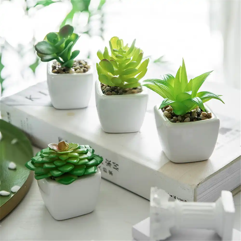人工多肉植物鉢植えミニ盆栽セラミックオフィスリビングルームのバルコニーデスクトップの装飾の装飾品シミュレーション緑色植物 人工植物 Aliexpress