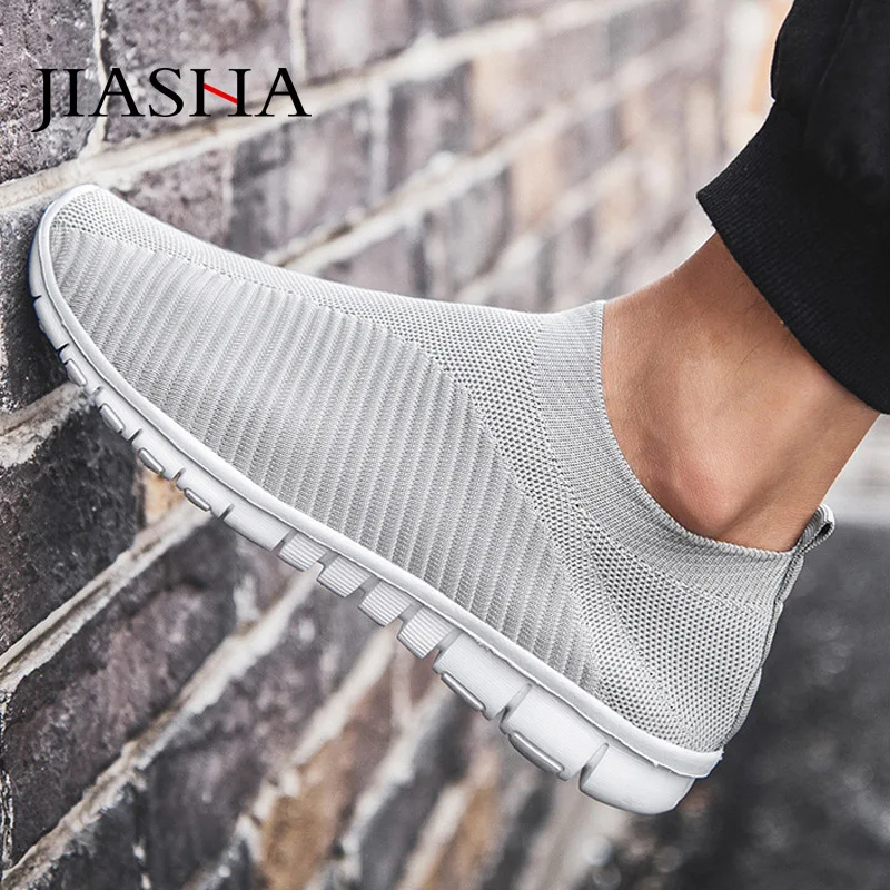 Platform sneakers men casual shoes 2021 solid mesh slipon spring sock shoes man high quality lightweight male sneakers