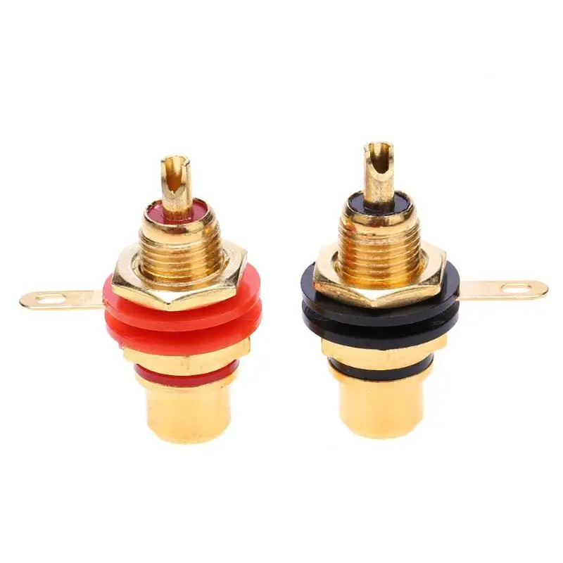 2pcs RCA цинковое покрытие золотистый сплав гнездовые разъемы Шасси Панель