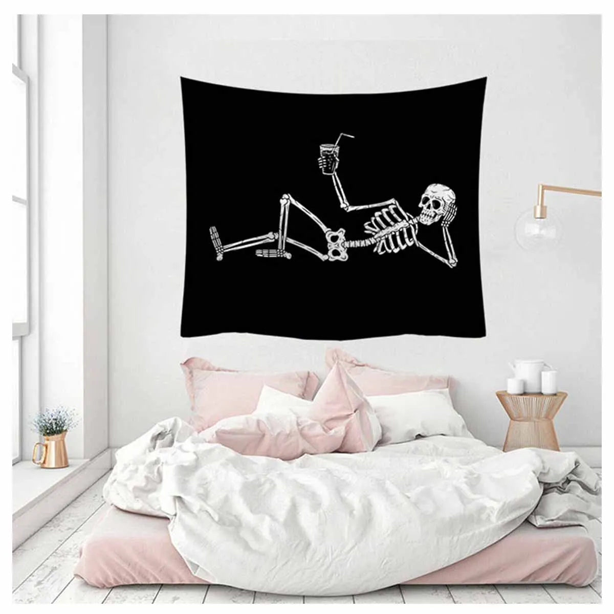 Printed Wall Hanging Tapestry Beach Blanket Mandala Skull Picnic Yoga Mat Home Art for Living Room Decoration - Цвет: L
