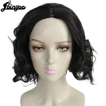

Ebingoo High Temperature Fiber Middle Part Black Short Curly Synthetic Cosplay Wig for Women Halloween Costume Party