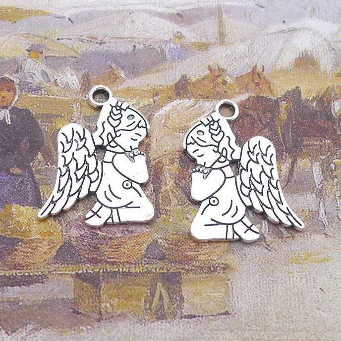 

10pcs/Lot 25x15mm Baby Angel Alloy Charms Antique Silver Color Pendants for DIY Jewelry Making Charm