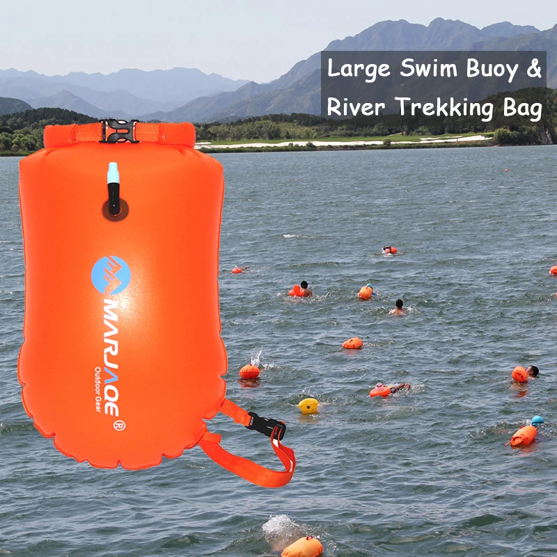 20L Inflatable Safety Swimming Buoy Swim Lifeguard With Waistbelt Thickened Storage Life-saving Air Dry Tow Bag