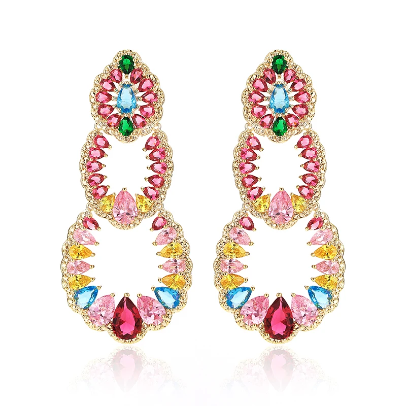 

VERY GIRL 60mm luxury Water Drop Earring Micro Pave Cubic Zirconia Setting Wedding Banquet Women Bridal High Quality Jewelry