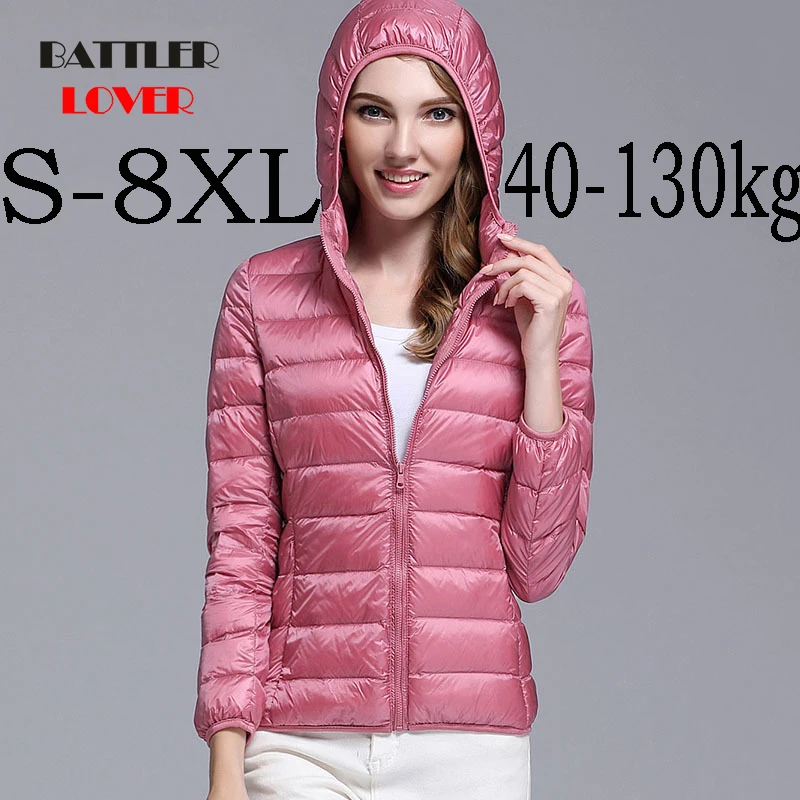 Winter Women Ultra Light Down Jacket White Duck Down Hooded Jackets Long Sleeve Warm Coat Parka Female Solid Portable Outwear