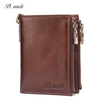 

Most Popular Genuine Leather Short Wallet Male Clutch Bag Coin Holder Money Purse Double Zipper Small Wallet Waterproof Designer