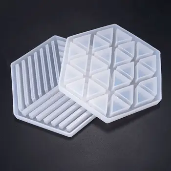 

Handmade Resin Epoxy Geometry Silicone Mold DIY Insulation Hollow Striped Triangle Modeling Hexagon Coaster R9JE
