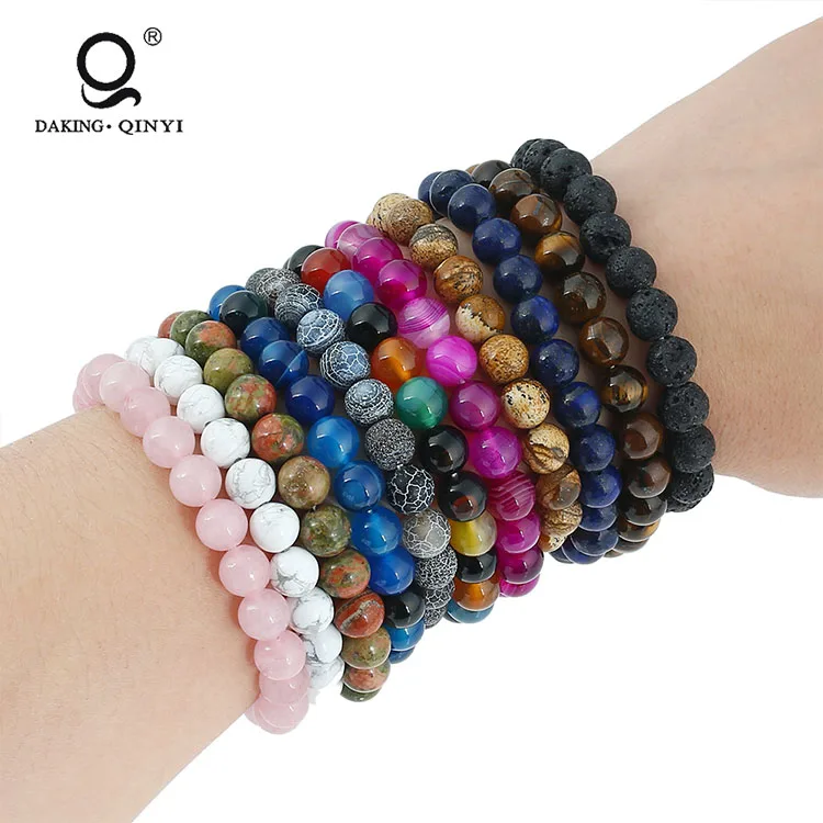 2019 Custom accessories Black  Mala Stretch Bracelet For Men in stone