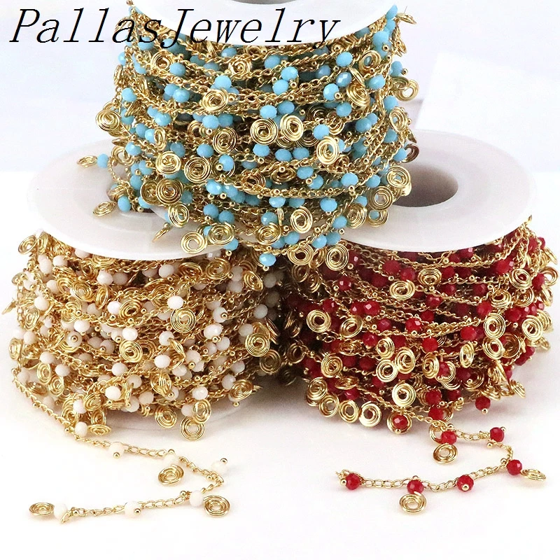 

5 Meters, New High Quality Gold Plated Crystal Beads Chain for Bracelets Necklace Ankles Jewelry Making DIY Accessories