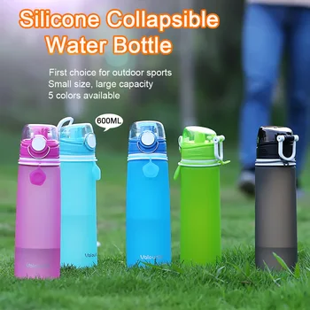 

Silicone Foldable Water Bottle 600ml Food Grade Outdoor Foldable Water Bottles Cup Camping Travel Cycling Sport Water Bottle