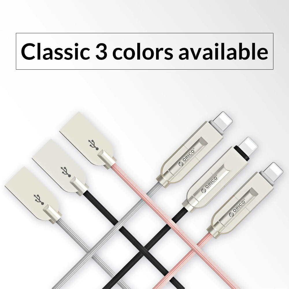 ORICO 2 в 1 USB для освещения и Micro USB кабель для зарядки и синхронизации Шнур для huawei iPhone x 8 plus iPad Android смартфон