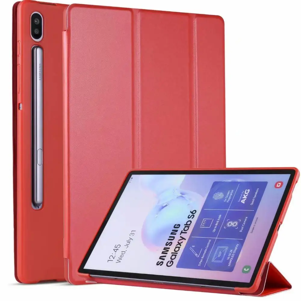 Складной чехол для samsung Galaxy Tab S6 10," SM-T860 T865 Чехол Мягкий ТПУ Авто-режим сна чехол для samsung Galaxy T860 T865 чехол - Цвет: Red