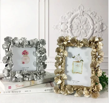 

Creative Bedroom Retro 4 Inch 6 Inch Photo Frame Decoration Golden Ginkgo Leaf Wedding Photos Wall-like Frame