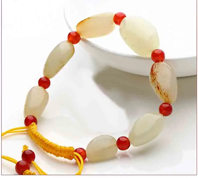 

Натуральный нефритовый браслет HETIAN, браслет из бисера, белый Синьцзян yu для мужчин и женщин, ювелирные изделия