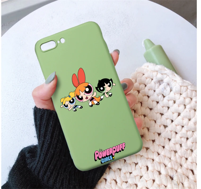Милый Powerpuff телефон для девочек чехол для iPhone 7 X XS MAX XR 8 6 6s Plus 11Buttercup Bubbles карамельный цвет мягкая задняя крышка