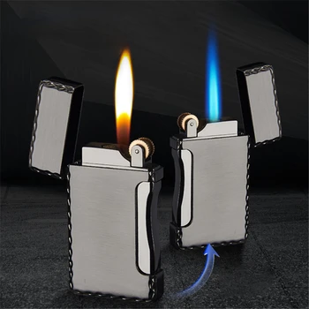 

2020 New Type Two Flam Torch Turbo Lighter Blue Flame Electronic Lighter Gas Lighter Butane Mini Cigar Cigarettes Lighters Gift