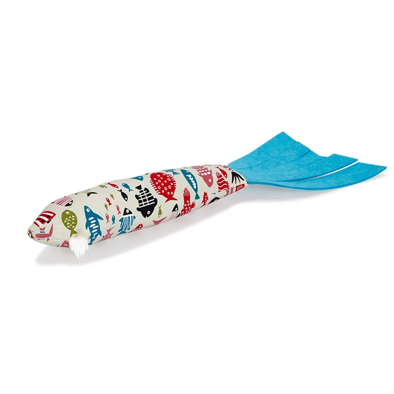 beige blue Новые игрушки для кошек Catnip кошки жевательные игрушки в форме рыбы Подушка игрушка с шумовой бумагой - Цвет: beige blue