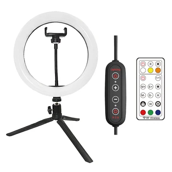 

10 Inch RGB LED Ring Fill Light Selfie Dimmable Colorful Photo Lamp Clip with Tripod for Makeup Live Youtube Photography