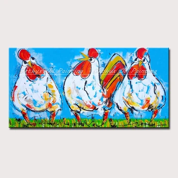 

Arthyx Hand Painted Cock Animals Oil Paintings On Canvas Abstract Pop Art Posters Wall Pictures For Living Room Home Decoration