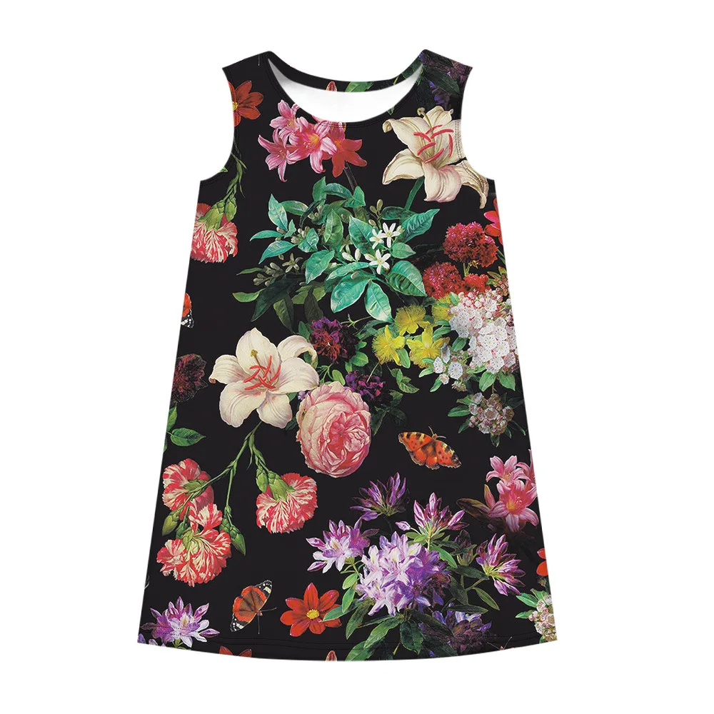 

Digital Printing Flowers Girl Dresses Sleeveless Kids Dresses for Girls Clothes 10 to 12 years Girls Summer Casual Dress
