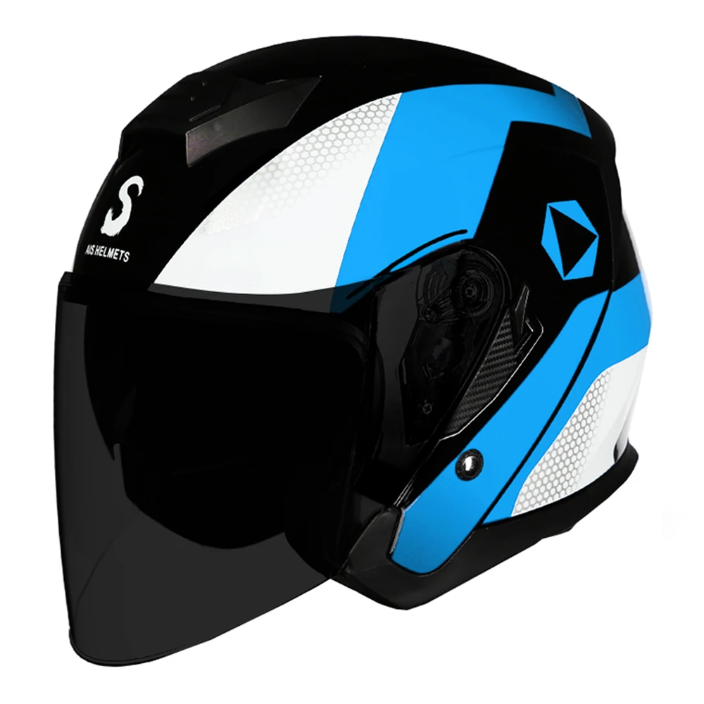 AIS мотоциклетный шлем для мотокросса Байкер Мото шлем с открытым лицом Шлемы для скутера мотоциклетный шлем для мужчин и женщин двойной объектив Casco - Цвет: 712-03 Gray Lenses