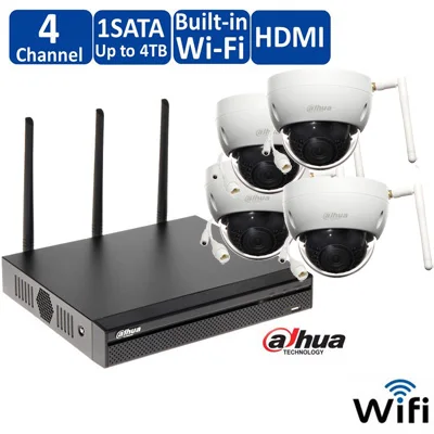Dahua беспроводная wifi NVR4104HS-W-4KS2 камера система с 4 шт 3MP купольная IP беспроводная ИК ночного видения Водонепроницаемая уличная Wifi камера - Цвет: nvr with 3 camera
