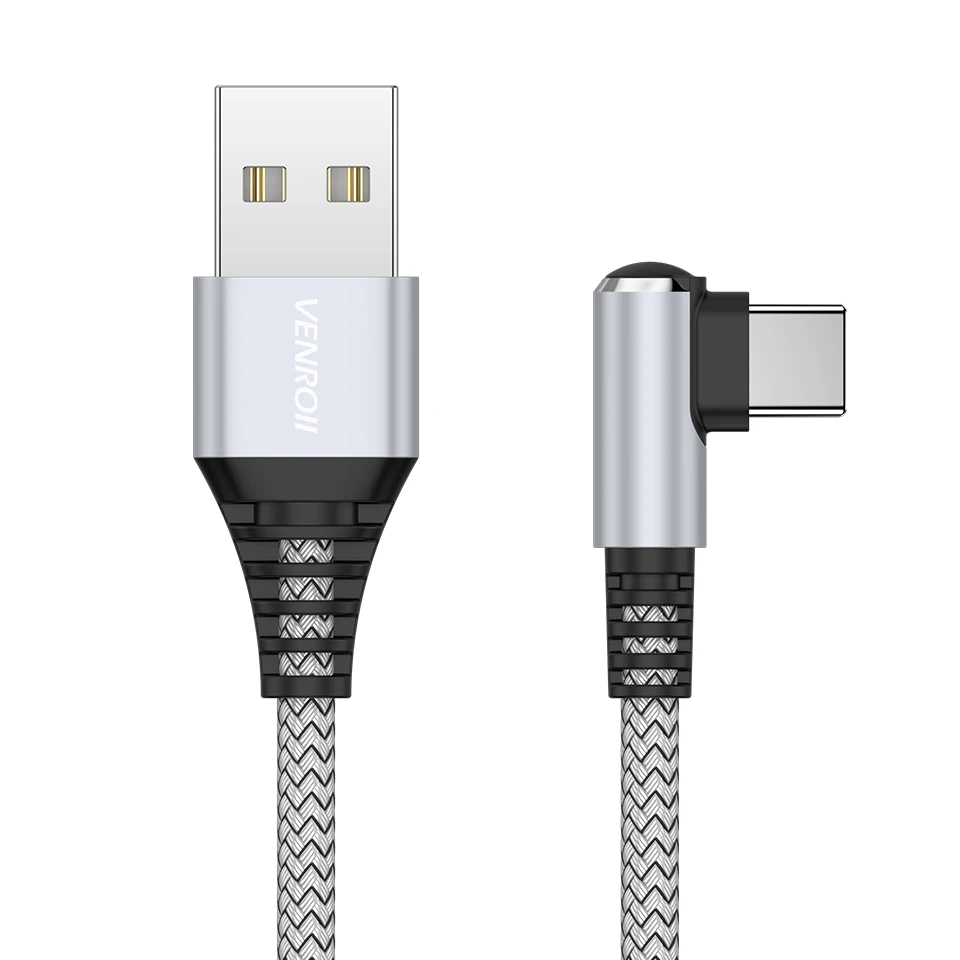 Silver Venroii type C USB кабель провод для быстрой зарядки для samsung S10 S9 A50 A70 телефон игры USBC Kable для Xiaomi Redmi Note 7 8 9 Pro K20 - Цвет: Silver