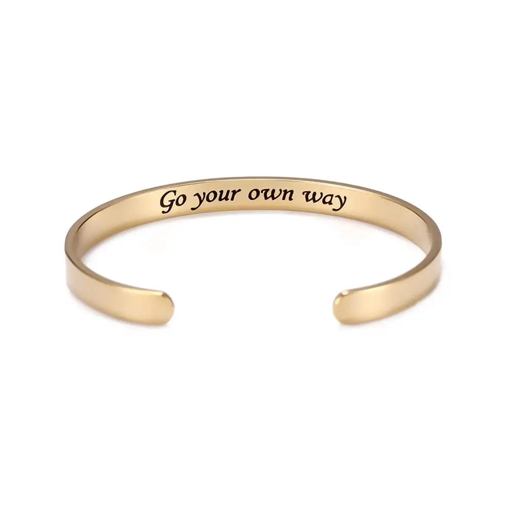 Own-Gold My shape Браслет-манжета с гравировкой для женщин, заживляющий магнитный браслет из нержавеющей стали, розовая золотая цепочка на руку, ювелирное изделие, подарок по-своему - Окраска металла: Own-Gold