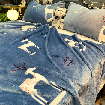 

winter flannel coral fleece blanket quilt thickened warm children sheet nap office sofa cover blanket