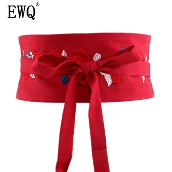 

[EWQ] 2020 Spring New Vintage Embroidered Waistband Cloth Belt Decorative Bandage Girdle Women Wild Accessories 3 Color QH39103