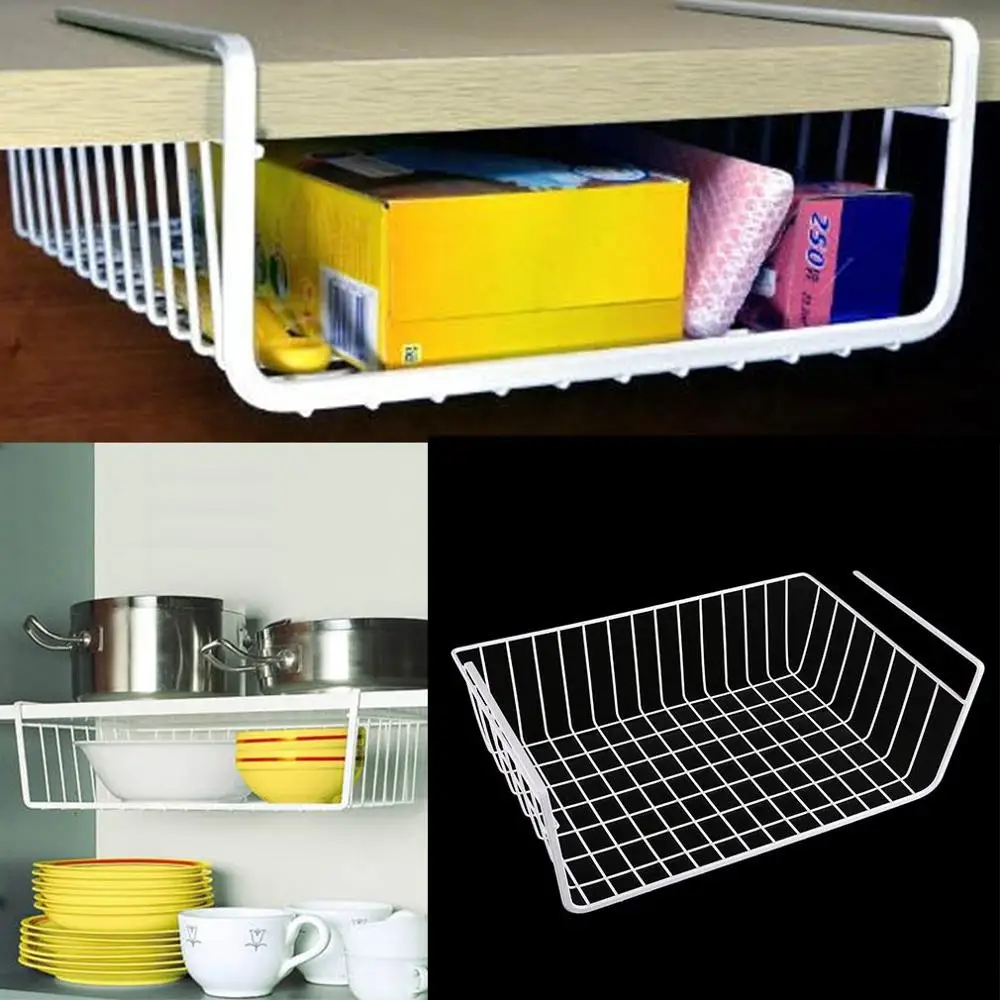 

1 pcs New Kitchen Under Shelf Storage Basket Lightweight Metal Organiser Rack