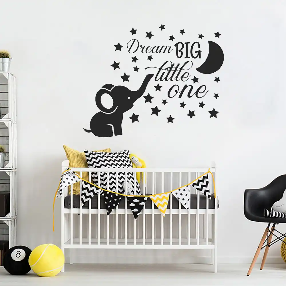 Autocollant Mural Elephant Pour Chambre De Bebe Garcon Decor De Chambre De Bebe Garcon Autocollant Mural En Vinyle Citation Lune Et Etoiles Pour Enfants Aliexpress