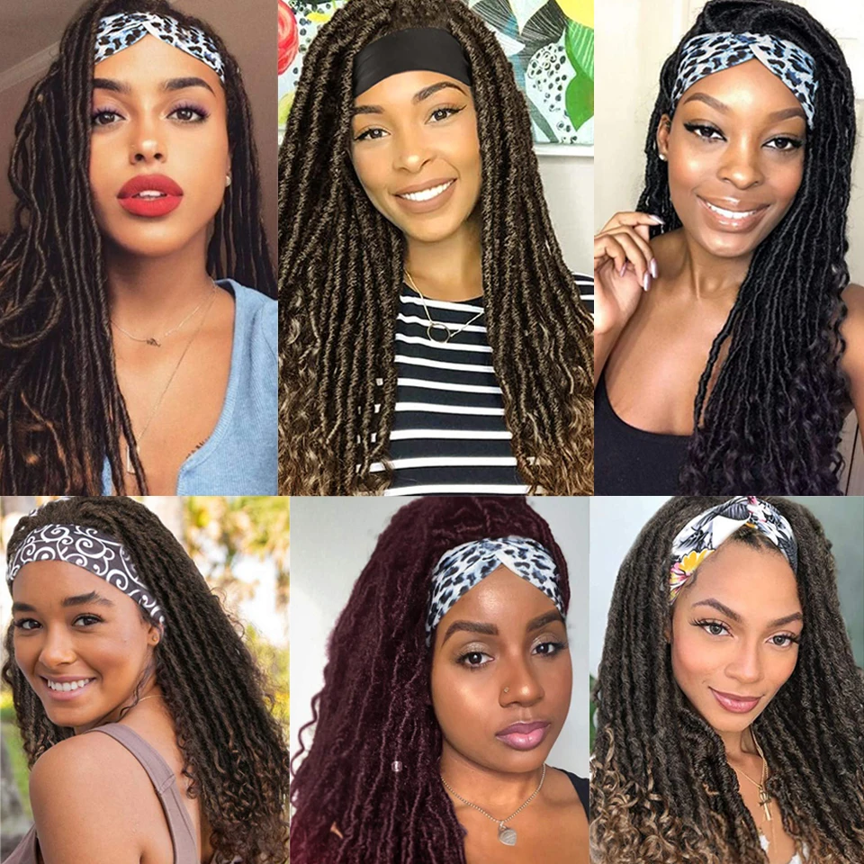 Women's Synthetic Wigs Curly Dreadlock Goddess Hand Braided Twist Bandeau Wig for Daily Cosplay