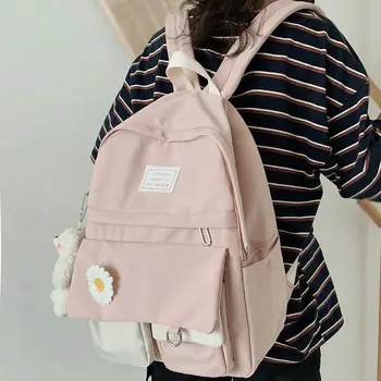 

College Student Ladies Cute Backpack Women Flower Female School Bags Book Kawaii Backpack Nylon Girl Trendy Bag Fashion S2310