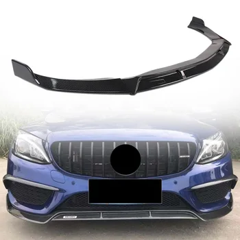 

3PCS Car Front Bumper Lip Chin Spoiler Body Sport Style Trim For Mercedes Benz W117 CLA-Class 2017 2018 2019 Carbon Fiber Look