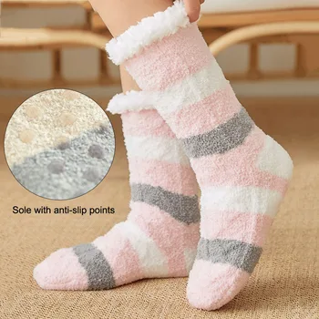 

Women's Home Floor Sleep Winter Socks Thick Plush Cotton Socks Warm Non-Slip Home Floor Socks Christmas Gifts Cartoon Carpet