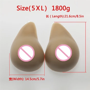 

1800g/pair Silicone Crossdresser Boobs Mastectomy Breast Form Fake Breast Cosplay Lifelike Artificial Boobs Brown Color