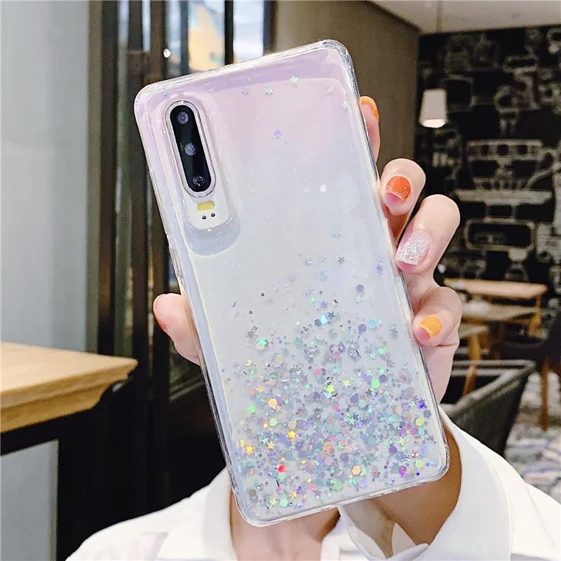 Серебряный Фольга Star чехол для телефона для huawei P Smart плюс Y9 Y5 Y6 Y7 Prime Honor 8, 9, 10, 9i 10i 20 Lite мягкий чехол