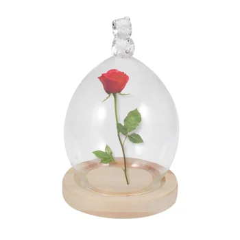 

Dried Flower Display Glass Cover Preserved Flower Glass Cover DIY Transparent Glass Cover Loving Heart Glass Dome with Wood Base
