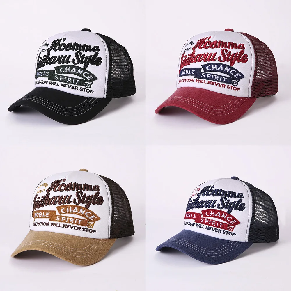 Gorra hombre, хип-хоп бейсболка с сеткой, мужская, для взрослых, солнцезащитная Кепка, Snapback, дышащая, с буквенным принтом, шапки для мужчин, хип-хоп, унисекс