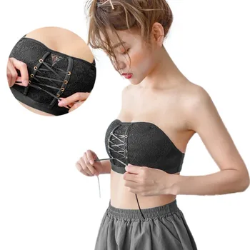 

LIVA GIRL Lace Up Women Strappy Bra Black White Wireless Seamless Bra Full Cup Lace Bralette Brassiere Sexy Ladies Bras