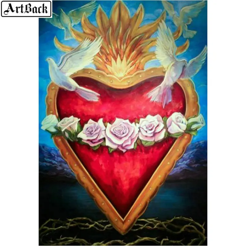 ARTBACK 5d алмазная картина сердце цветок полная квадратная наклейка с пейзажем diy 3d