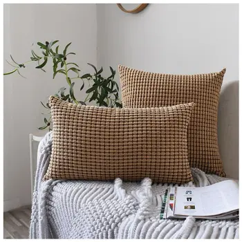 

Set of 2 Corduroy Rectangular Throw Pillow Covers Decorative Cushion Case Pillowcase Home Decorations for Sofa Couch Bed Chair