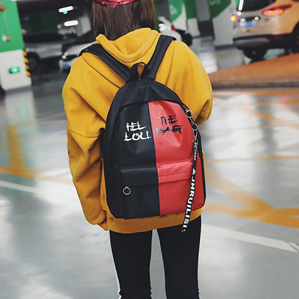 Модный женский или мужской рюкзак из нейлона, хит цвета, школьный рюкзак для мальчиков и девочек, рюкзак с надписью, стильный рюкзак в стиле хип-хоп#8