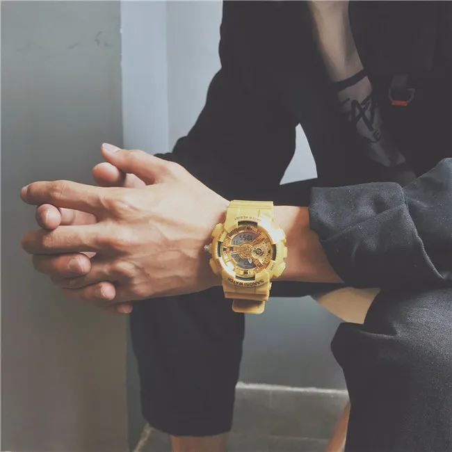 gold Ins Лидер продаж шок Ветер пара часы для мальчиков и девочек старшеклассники модные электронные часы водонепроницаемый анимация - Цвет: gold