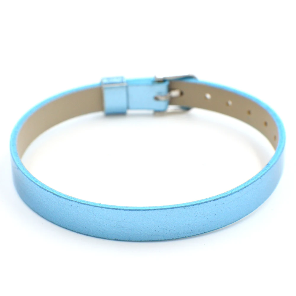 light blue 10 шт металлический Гладкий Браслет из искусственной кожи разных цветов 8 мм* 210 мм подходит 8 мм Популярные DIY аксессуары браслет WB034 - Окраска металла: light blue