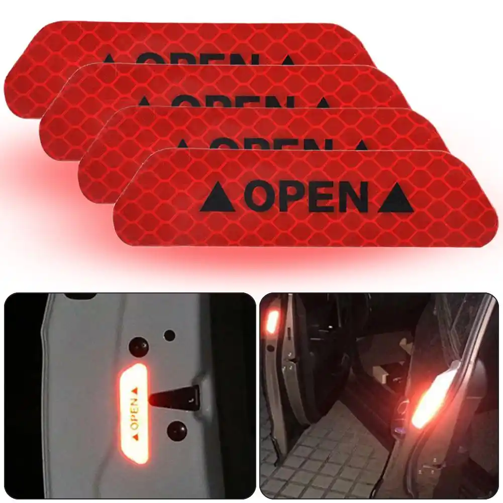 4 個接着車のドアオープン反射ステッカーテープ安全警告マークデカール防水自己粘着カーアクセサリー Reflective Strips Aliexpress