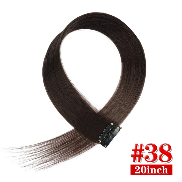 Clip in Hair Extensions Highlights Straight Long Hairpiece Hair Accessories for Girls Women Kids Doll Hair Pieces Wigs Pieces 38